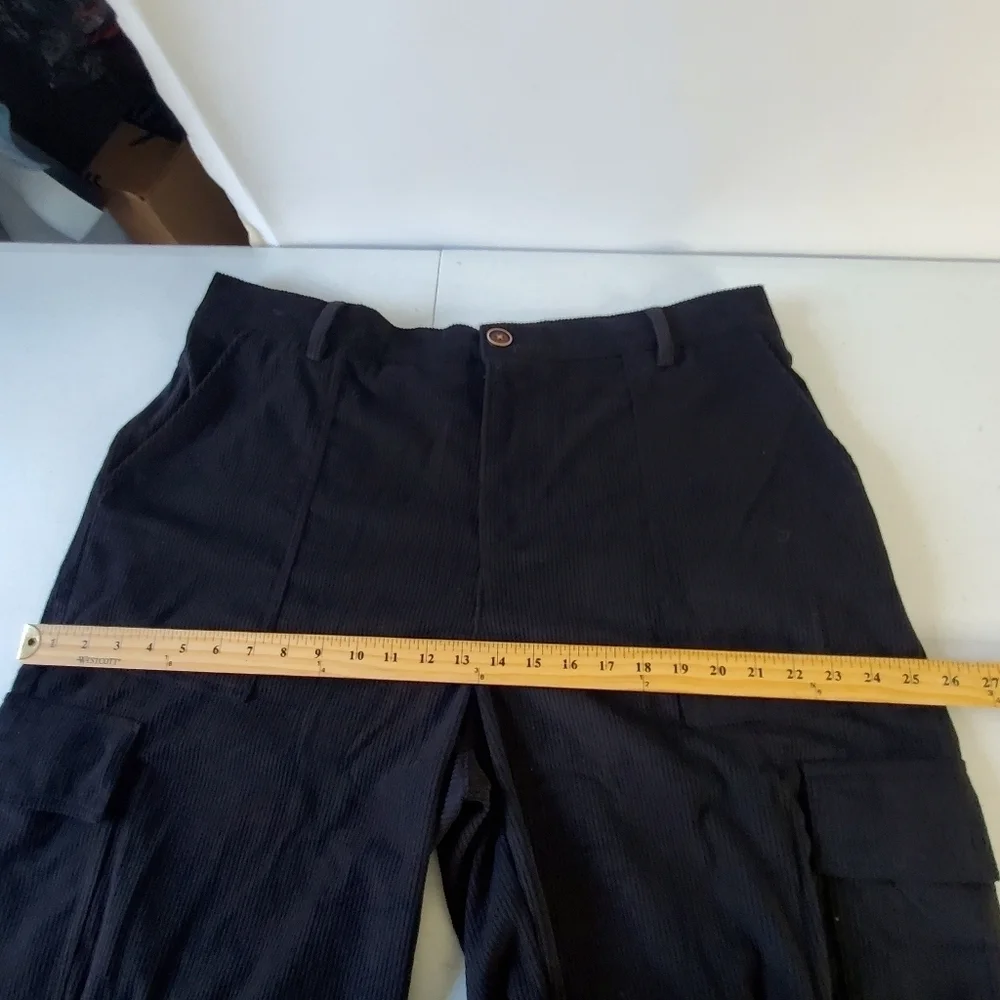 Men's Corduroy Cargo Pants Size 2XL Ouku Baggy Black Straight Leg Trousers